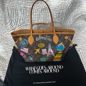 One of a Kind Hand Painted LOUIS VUITTON "Travel Handbag"
